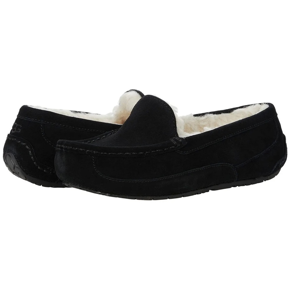 UGG Ascot Slipper Loafer Indoor Outdoor Black Suede Slip-On Big Kid 3 Women 5 35